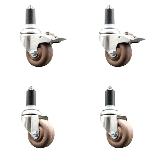 Service Caster 3.5 Inch 316SS High Temp Glass Filled Nylon 1-3/8 Inch Stem Caster Brake, 2PK SS316TTLEX20S3514-GFNSHT-2-S-2-138 - main